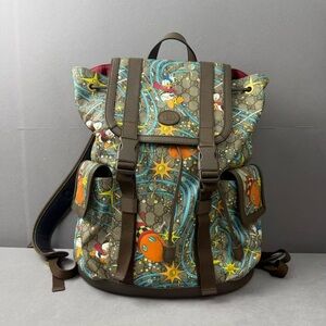 🚩steal Gucci Brown and Blue Patterned Backpack